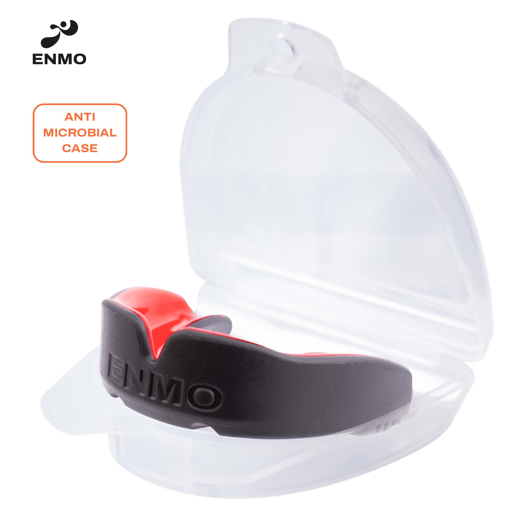 Enmo Maxilla Gel Mouthguard - Adult, Black/red Case