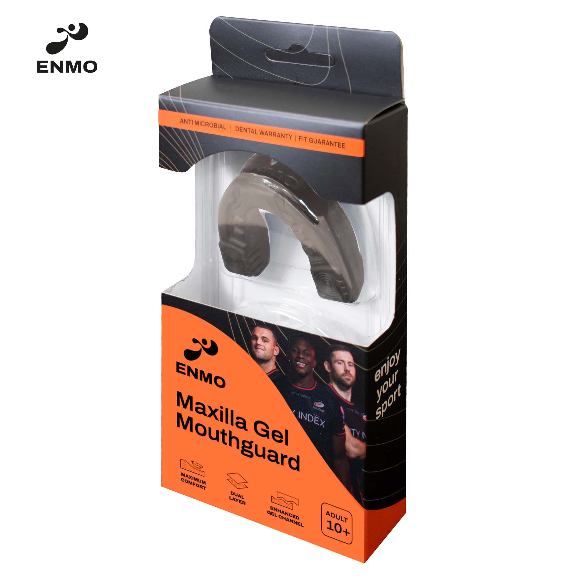 Enmo Maxilla Gel Mouthguard - Adult, Black/red Box