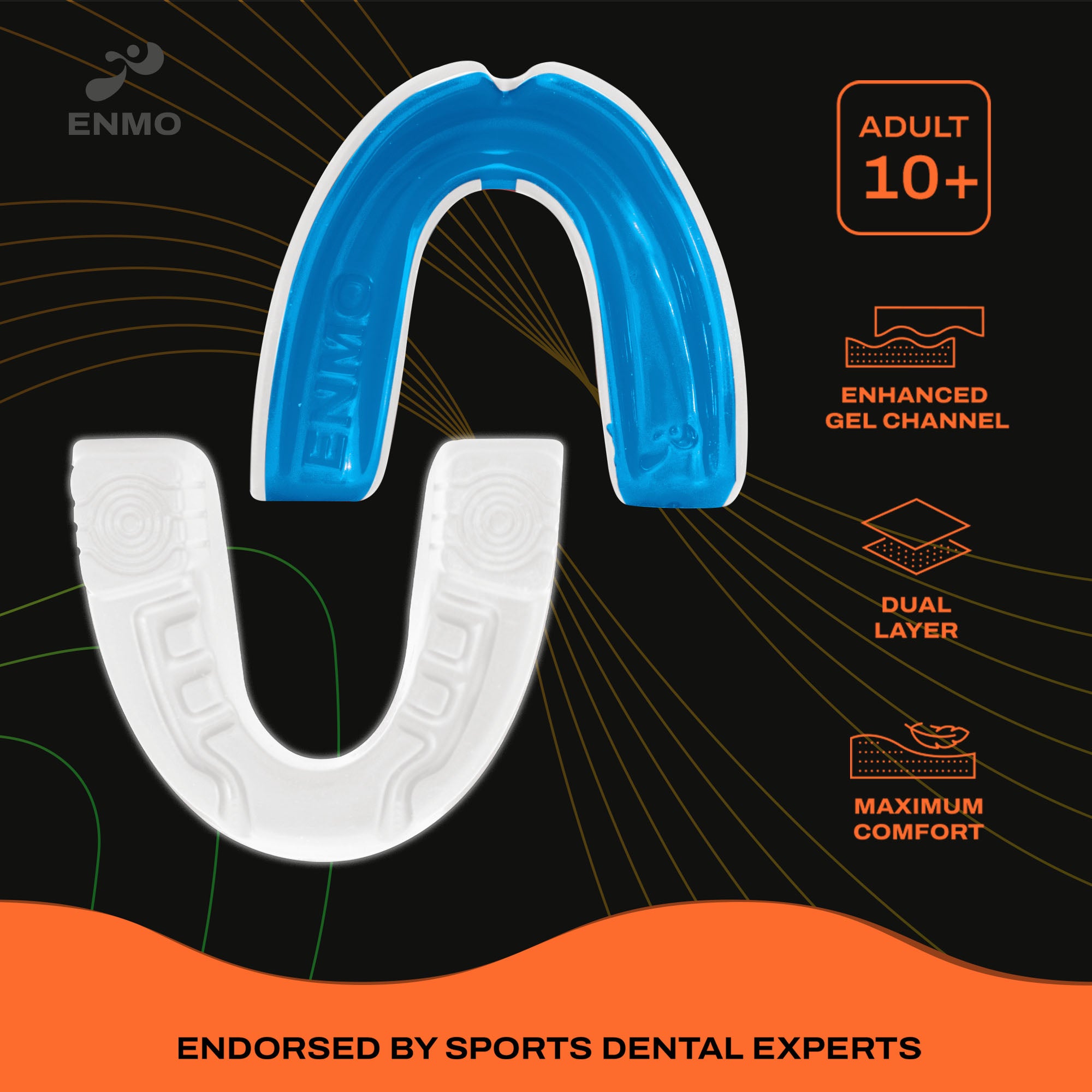 Enmo Maxilla Gel Mouthguard - Adult, White/Blue