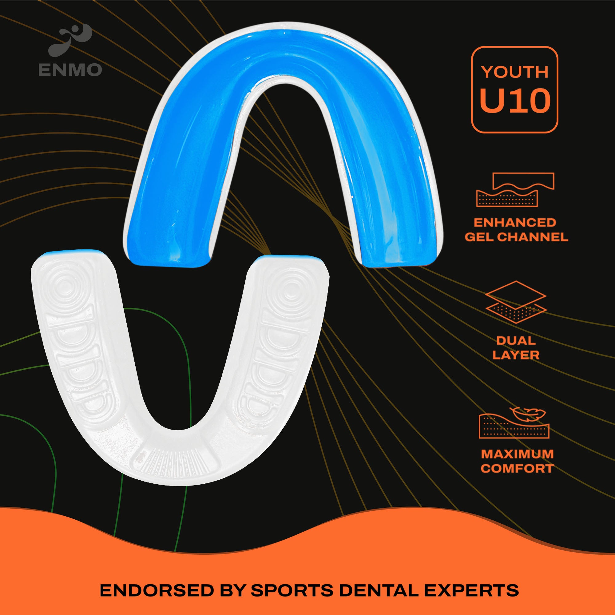 Enmo Maxilla Gel Mouthguard - Youth, Blue/White