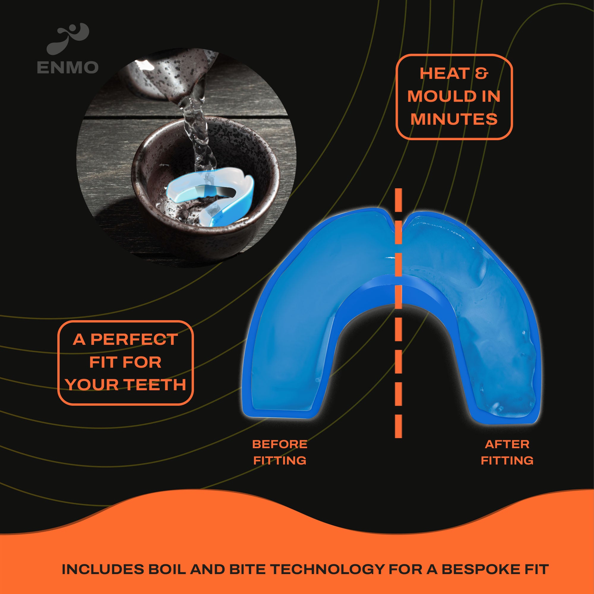 Protector Bucal Enmo Maxilla Gel - Adulto, Azul/Blanco