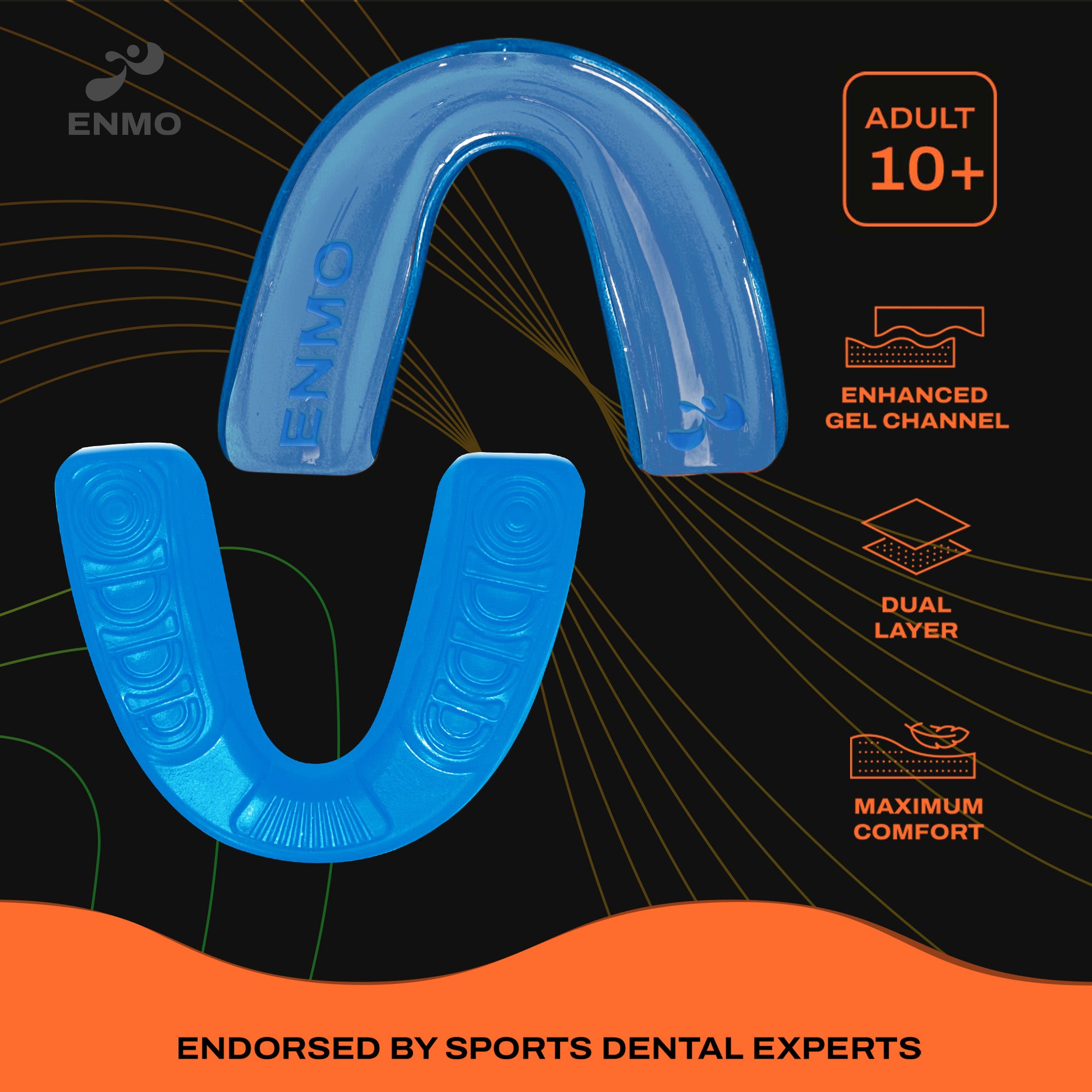 Protector Bucal Enmo Maxilla Gel - Adulto, Azul/Blanco