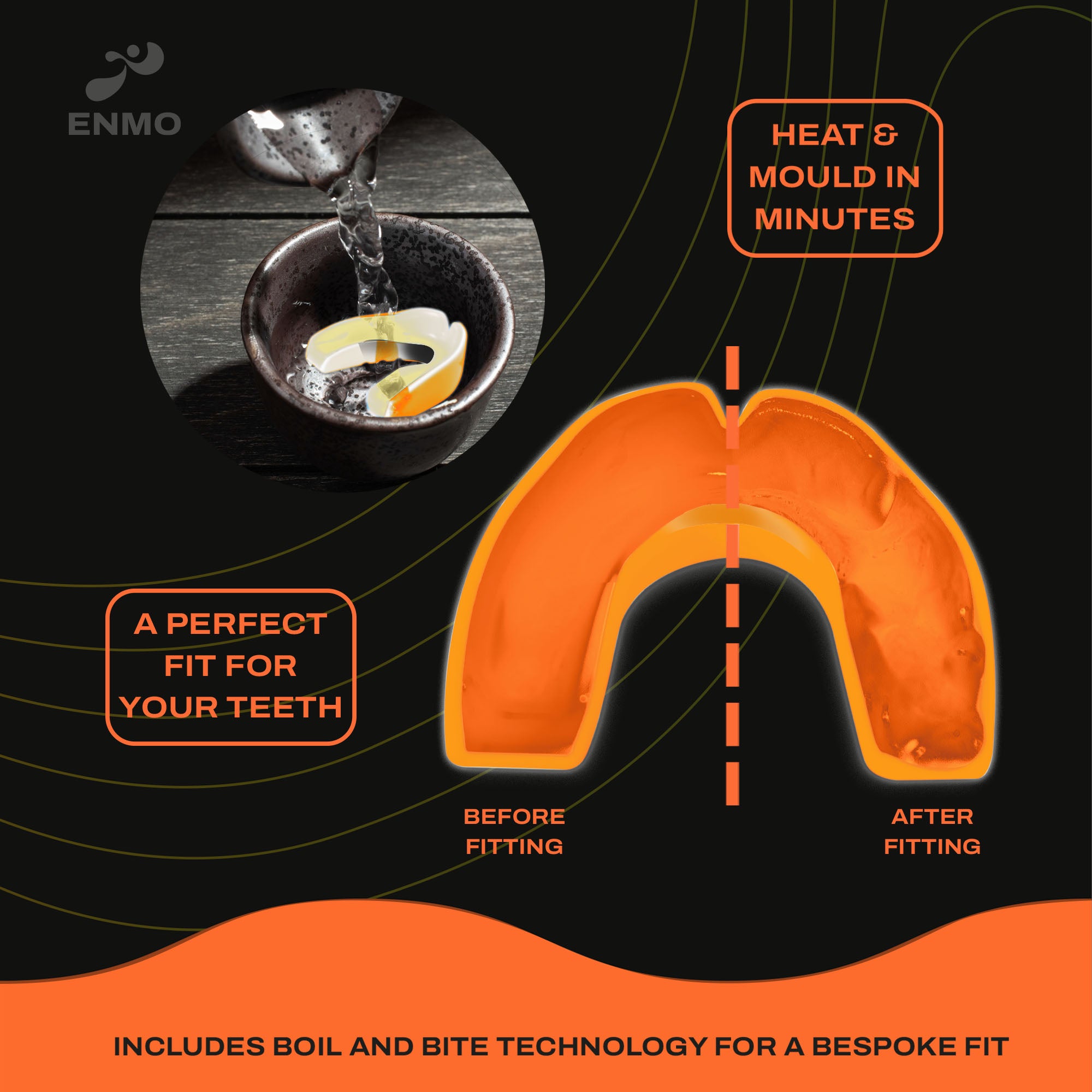 Enmo Maxilla Gel Mouthguard - Adult, Orange/White