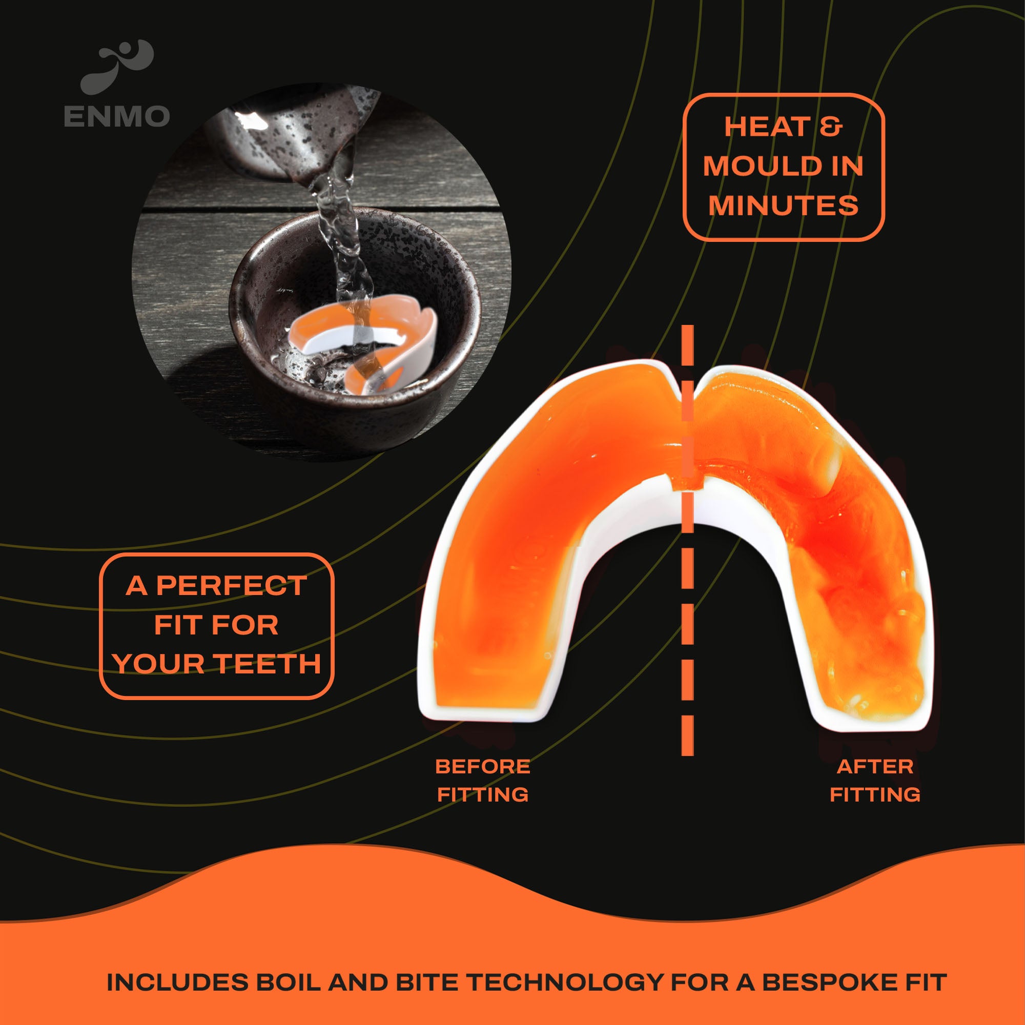 Enmo Maxilla Pro Mouthguard - Adult, Radio White/Orange