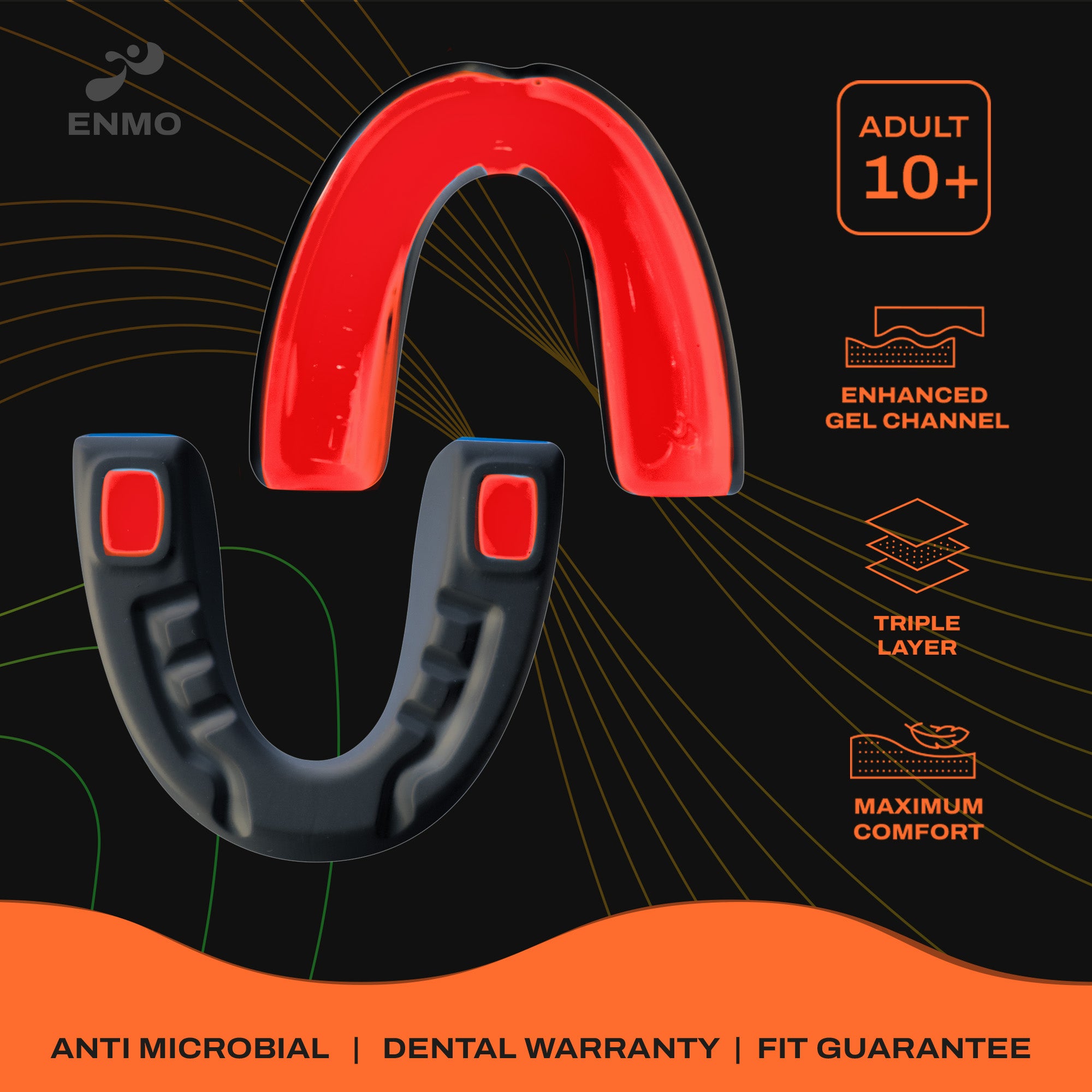 Top view of the Enmo Maxilla Pro Mouthguard highlighting the anatomical fit and bite alignment structure