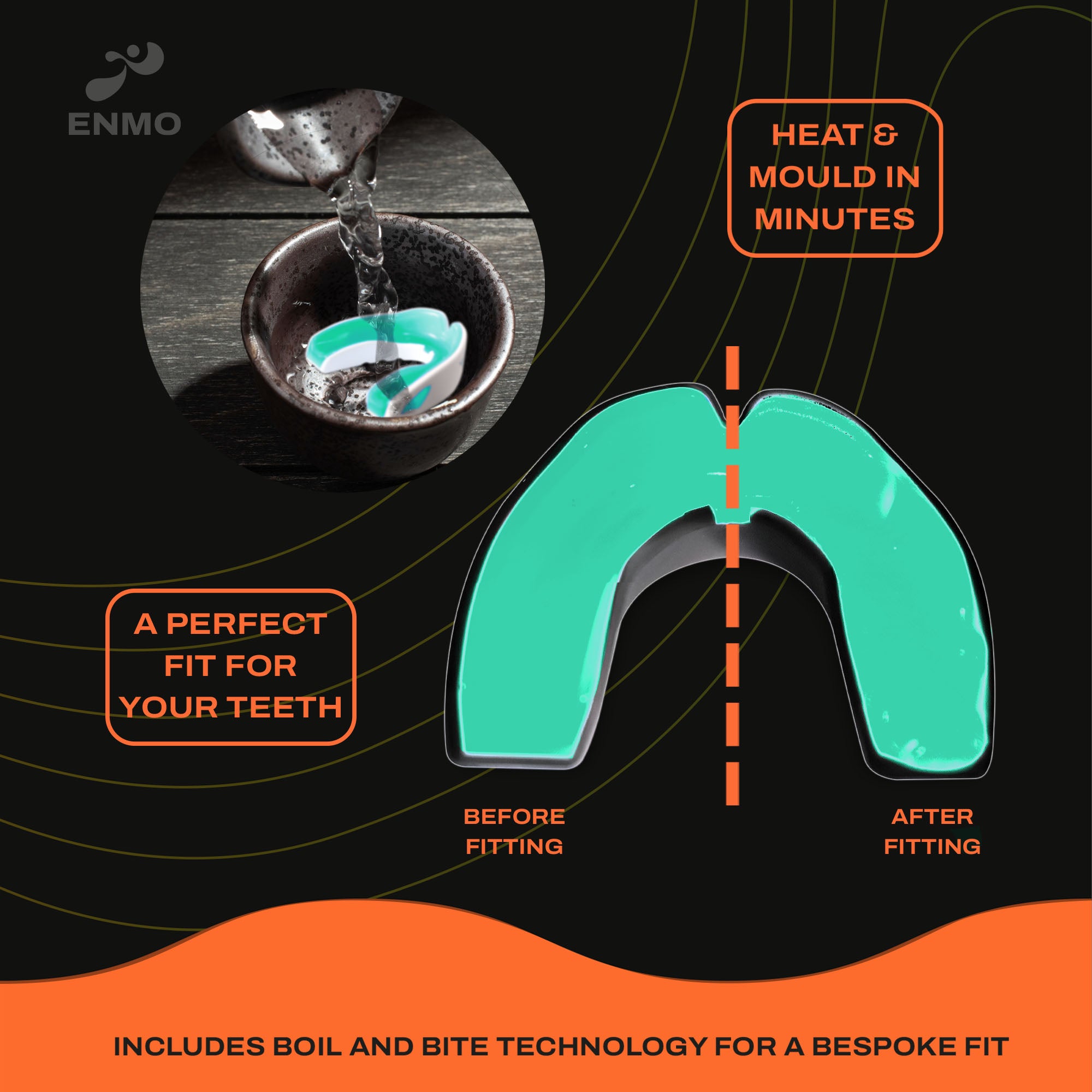 Protector bucal Enmo Maxilla Pro - Adulto, Fusion Black/Mint