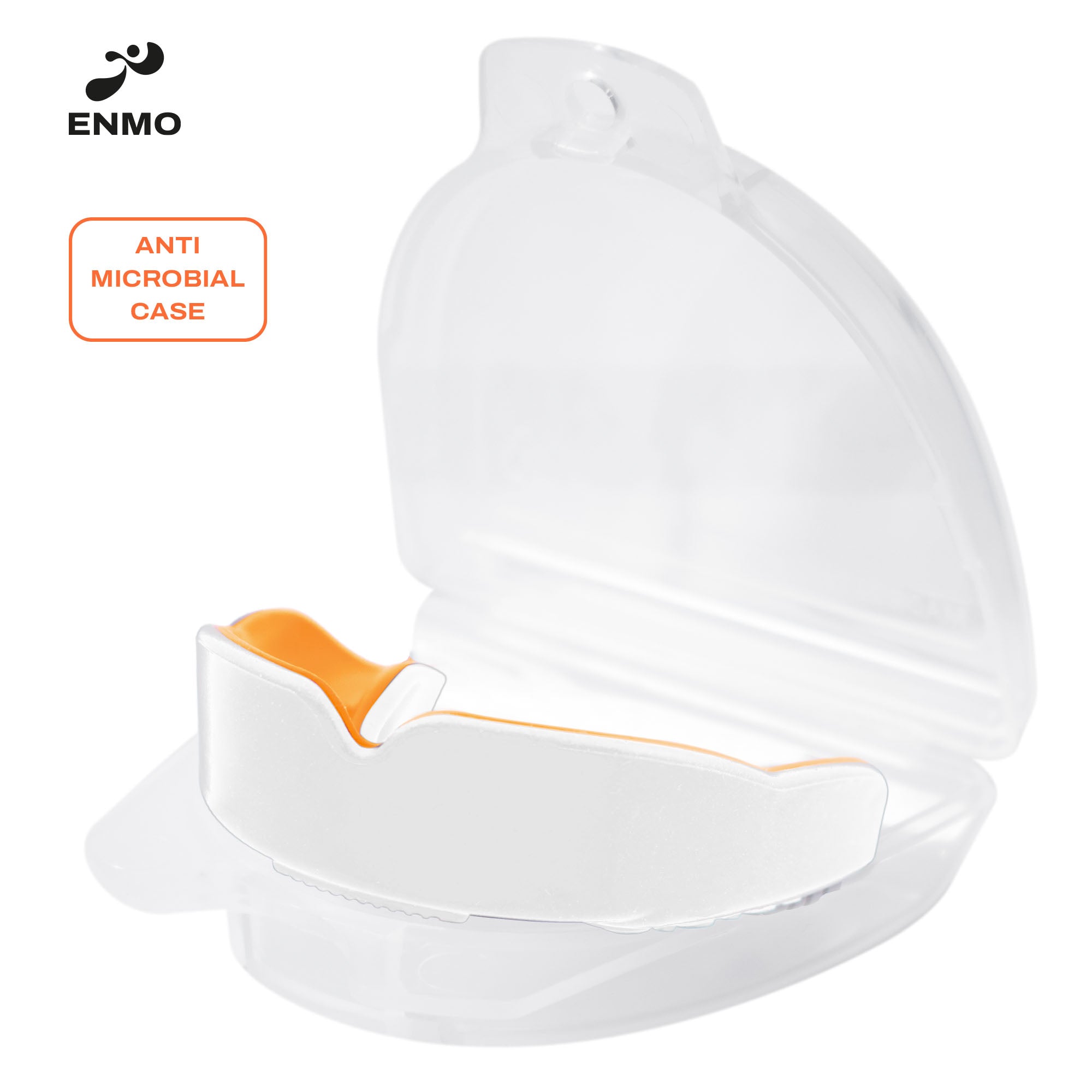 Enmo Maxilla Gel Mouthguard - Adult, White/orange Case
