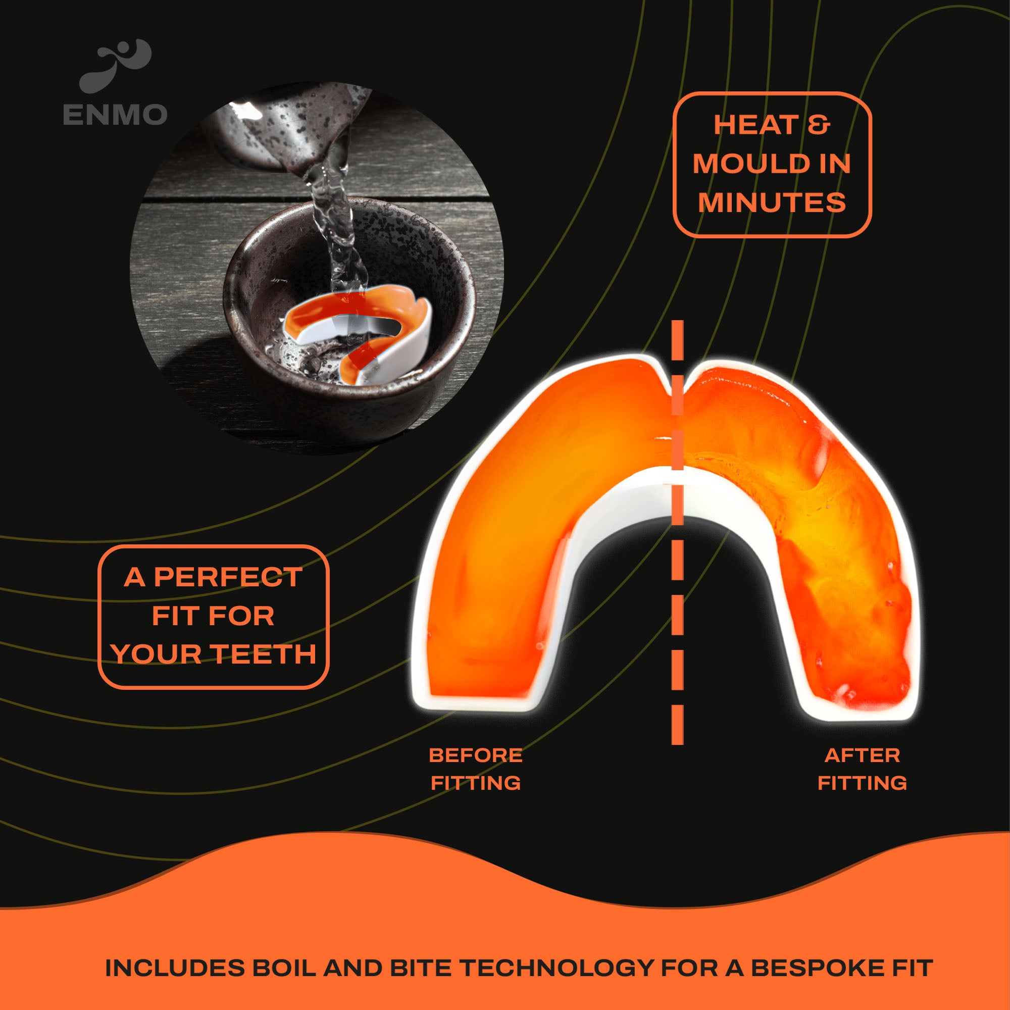 Enmo Maxilla Gel Mouthguard - Adult, White/Orange