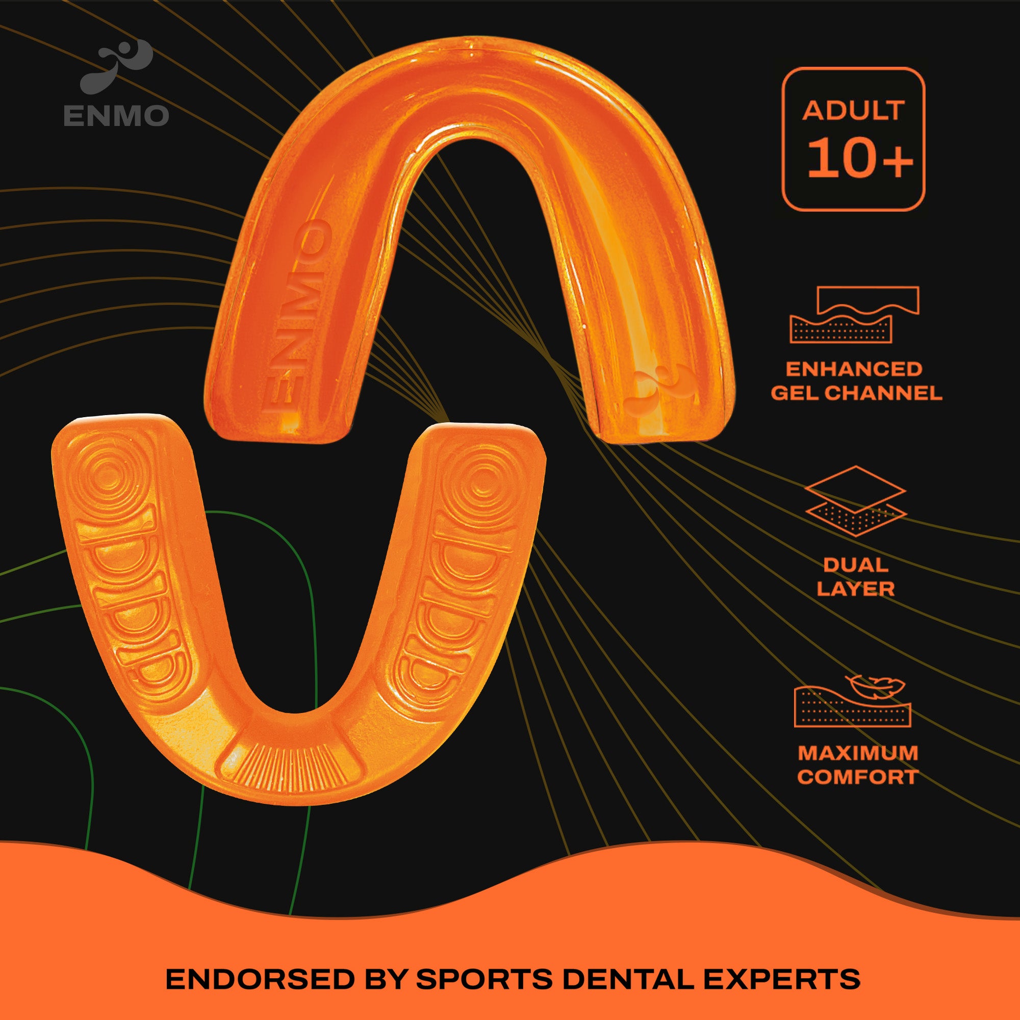 Enmo Maxilla Gel Mouthguard - Adult, Orange/White