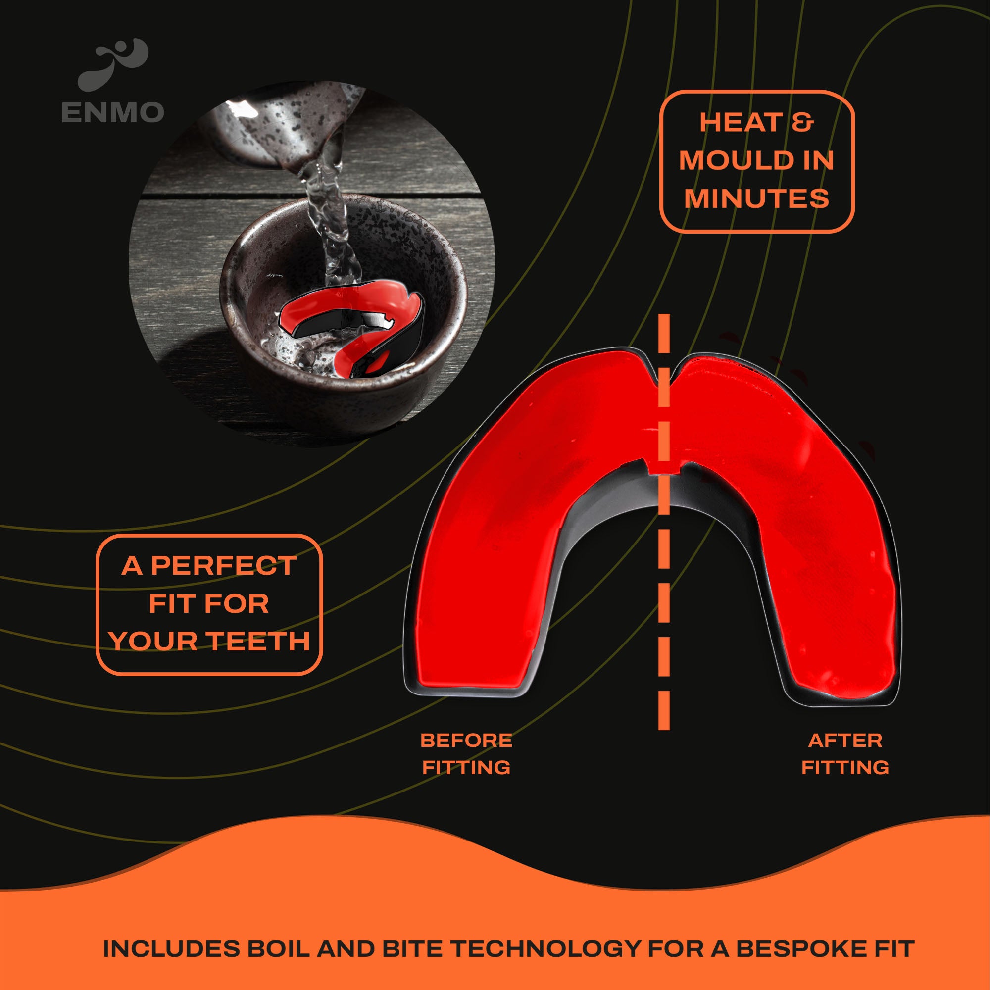 Close-up view of Enmo Maxilla Pro Mouthguard showing the textured inner surface and protective design