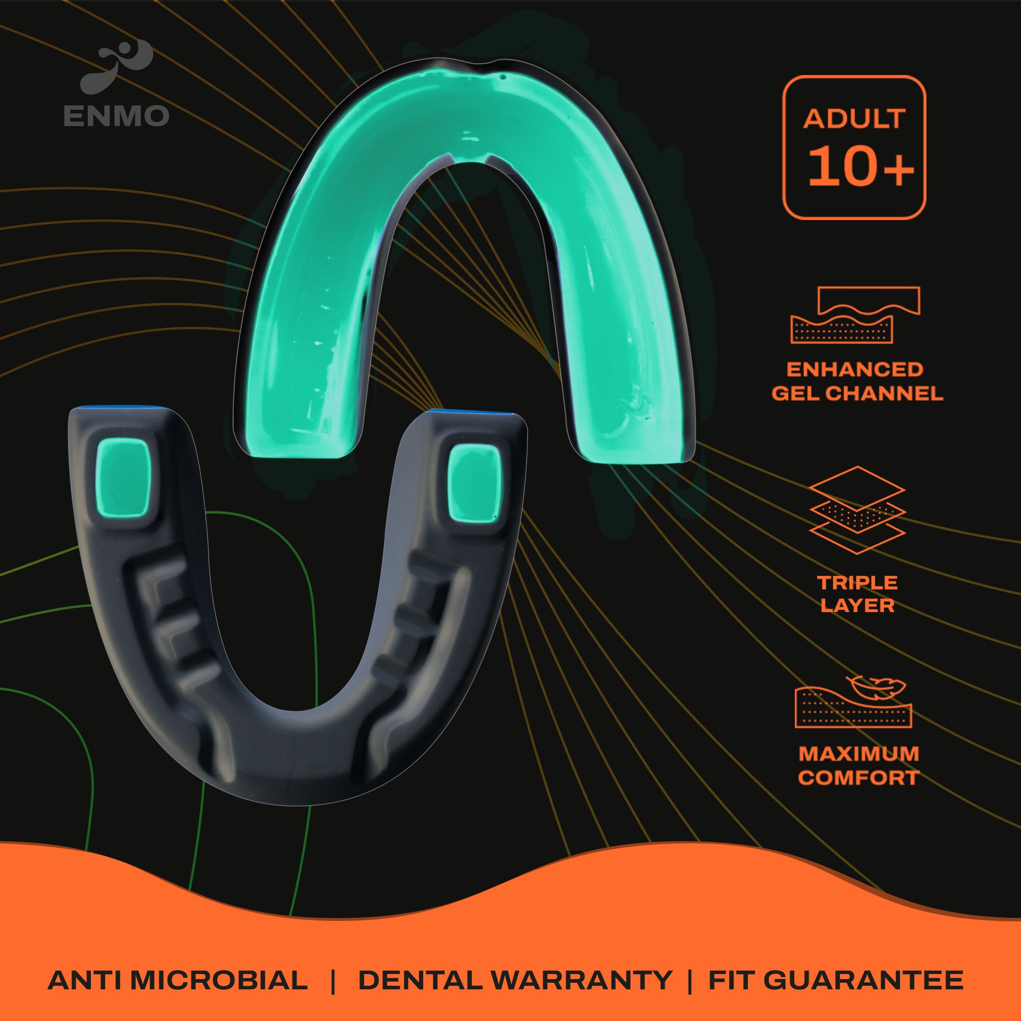 Enmo Maxilla Pro Mouthguard - Adult, Fusion Black/Mint