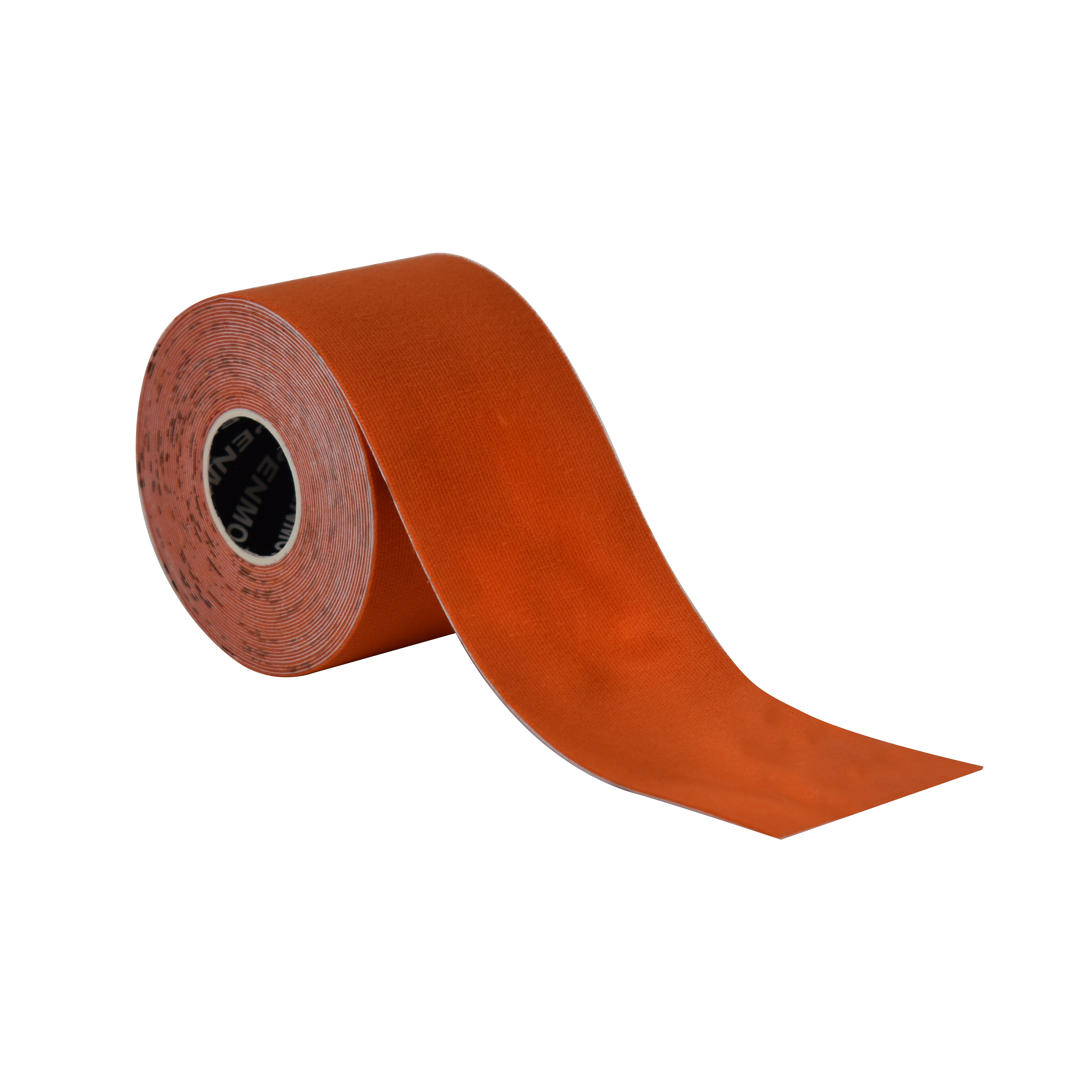 Roll of orange kinesiology tape on a white background