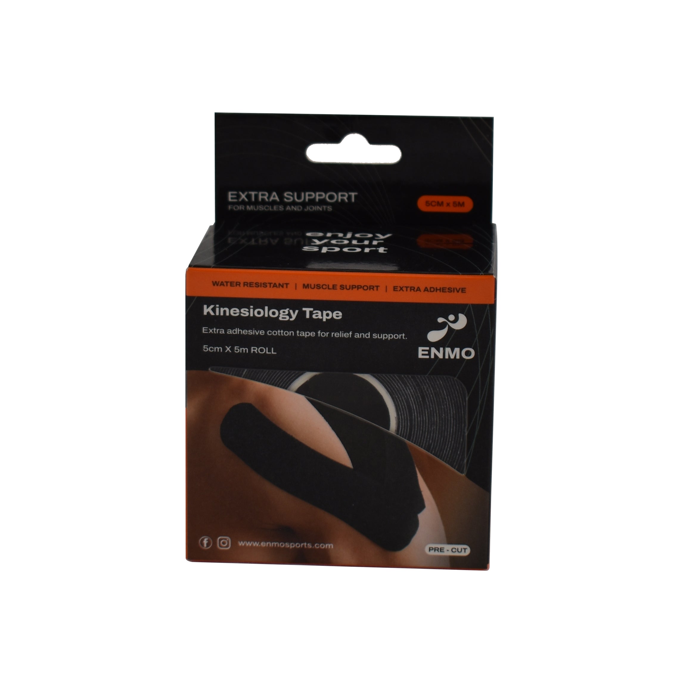 Box of ENMO kinesiology tape with a white background